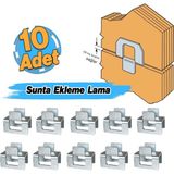 Badem10 (10 Adet) H Tipi Sunta Ekleme Laması Kontrplak Bağlama Sabitleme Ahşap Kaplama Metal Bağlantı Aparat - Gümüş