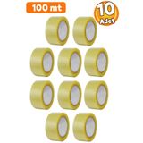 Badem10 (10 ADET) Koli Bandı 45 Mm X 100 Mt Şeffaf Güçlü Yapışkanlı Kopmayan Bant Bandı