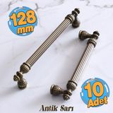 Badem10 10 Adet Şah 128 mm Eskitme Antik Sarı Metal Metal Mobilya Mutfak Çekmece Dolap Dolabı Kulpu