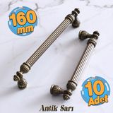 Badem10 10 Adet Şah 160 mm Eskitme Antik Sarı Metal Mobilya Mutfak Çekmece Kapak Dolap Dolabı Kulbu