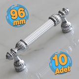 Badem10 10 Adet Şah 96 mm Krom Renk Kulp Metal Mobilya Dolap Çekmece Kapak Mutfak Kulplar Kulbu Dolabı Kulpu