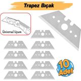 Badem10 (10 Adet) Trapez Maket Bıçağı Yedek Ucu Bıçaklar Pah Alçıpan Halı Kilim Paspas Kesme Çok Amaçlı - Gri