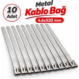 Badem10 (10 Adet)Metal Kablo Bağı 4,6X520 mm Paslanmaz Çelik Isıya Dayanıklı Kelepçe Sabitleme Bağı - Krom