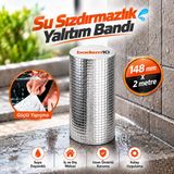 Badem10 148 mm 2 Metre Çatı Izolasyon Bandı Su Sızdırmazlık Geçirmezlik Yalıtım Çamur Tamir Çatlak Boru Bant - Gümüş - Gri - 1 Adet
