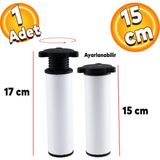 Badem10 15 Cm Metal Ayarlanabilir Mobilya Kanepe Koltuk Baza Yükseltici Yükseltme Destek Ayağı Beyaz Ayaklar - yok