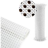 Badem10 (15 Metre) Plastik Pvc Hazeran Örgülü Hasır Bahçe Balkon Duvar Teras Estetik Çit Süs Kaplama 45 cm - Beyaz