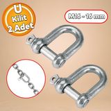 Badem10 16 mm U Tipi Kilitli Karabina Metal-Çelik Salıncak Askısı Ek Bağlantı Parça 2 Adet