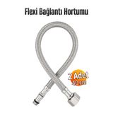 Badem10 (2 Adet) 40 cm Lavabo Batarya Flexi Hortumu Erkek Dişi Uçlu Paslanmaz Çelik Örgülü Bağlantı Hortumu