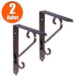Badem10 2 Adet Ferforje Raf Altı Ayak Dekoratif Raf Tutucu Bakır Montaj Aparatı 135 X 190 Mm (orta Boy)