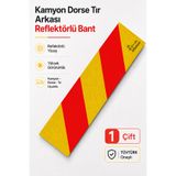 Badem10 2 ADET Tüvtürk Onaylı Refletörlü Reflektif Fosforlu Tır Kamyon Dorse Arkası Bant Sarı Kırmızı Renk