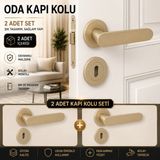 Badem10 (2 Takım Set) Kayı Titanyum Rozetli Oda Kapı Kolu Sağa Sola Uyumlu Kapı Takımı Kolları Modelleri - 1 Adet