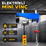 Badem10 (20 Metre) Elektrikli Vinç 600/1200 kg Caraskal Kumandalı Halatlı Yük Kaldırma Makinesi 1800 W