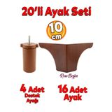 Badem10 20'li Set Rose Lüks Mobilya Koltuk Kanepe Tv Ünitesi Yükseltme Destek Ayağı 10 cm Kahve Ayakları