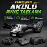 Badem10 20V Kömürsüz Akülü Avuç Taşlama Makinesi 115 mm 2X5AH Akü Şarjlı Spiral Taşlama 9500 Dev/dk