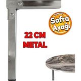 Badem10 22 cm Metal Katlanır Siyah Taban Yer Sofrası - Sini Altı Mobilya Ayak - Krom