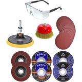 Badem10 22 Parça Avuç İçi Spiral Taşlama Cırt Zımpara Flap Disk Seti 115 mm Metal Kesme Özellikli