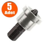 Badem10 25 mm PH2 S2 Çeliği 5 Adet Yıldız Şapkalı Alçıpan Vidalama Bits Ucu