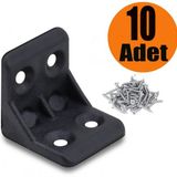 Badem10 25x25x25 mm Siyah 10 Adet Mobilya Dolap Köşe Bağlantı Sabitleme L Gönye