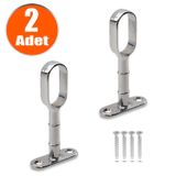 Badem10 2x Askı Flanşı Açık Ağız Oval Dolap Elbise Askı Aparatı Boru Tutucu