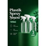 Badem10 (3 ADET) 500 ml Plastik Şeffaf Boş Fısfıs Şişesi 20 cm Kimyasala Dayanıklı Çok Amaçlı Sprey Bitki
