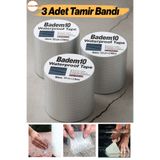 Badem10 (3 ADET) Çatı Izolasyon 2 Mt Su Sızdırmazlık Geçirmezlik Yalıtım Çamur Tamir Boru Bant Bandı