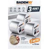 Badem10 3 Adet Su Yalıtım Tamir Bandı 72 mm x 2 Metre Çatı Boru İzolasyon Su Sızdırmaz Güçlü Yapışkan Bant