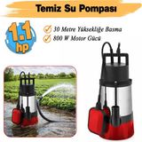 Badem10 (30 Metre) Basım Temiz Su Pompası Alüminyum Gövdeli 800 W Elektirikli Dalgıç Boşaltma Sulama Pompa