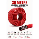 Badem10 (30 METRE) Kompresör Hava Hortumu 8 mm Termo Hortum Kırmızı Thermo