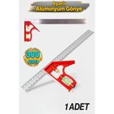 Badem10 300 mm 30 cm Ayarlı Alüminyum Marangoz Gönye Metal Gövde Açılı Ölçüm Cetveli İnşaat Hassas Gönye