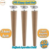 Badem10 3'lü Ahşap Sehpa Ayak Takımı 40 cm Zigon - Puf - Tabure