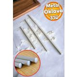 Badem10 3'lü Masterchef Alüminyum Paslanmaz (99-74-49 CM) Metal Oklava Seti Hamur Açma Aparatı Sofra Mutfak
