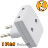 Badem10 3'lü T Fiş Priz Golyat Çoklu Grup Priz Çoğaltıcı Üçlü Golyat Elektrik Prizi (Beyaz)