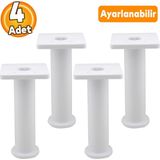 Badem10 (4 Adet) Ayarlanabilir Destek 15 cm Beyaz Mobilya Kanepe Koltuk Baza Yükseltme Yükseltici Ayağı Ayakları