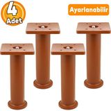 Badem10 (4 Adet) Ayarlanabilir Destek 15 cm Kahverengi Mobilya Kanepe Koltuk Baza Yükseltme Yükseltici Ayağı Ayakları