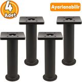 Badem10 (4 Adet) Ayarlanabilir Destek 15 cm Siyah Mobilya Kanepe Koltuk Baza Yükseltme Yükseltici Ayağı Ayakları
