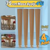 Badem10 4 Adet Elit Plastik Masa Dresuar Ayağı 75 cm Gold Altın Ayak Mutfak Yemek Masası Mobilya Ayakları