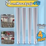 Badem10 4 Adet Elit Plastik Masa Dresuar Ayağı 75 cm Gümüş Gri Ayak Mutfak Yemek Masası Mobilya Ayakları