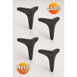 Badem10 (4 ADET) ERK Eren 13 cm Mat Siyah Metal Mobilya Köşe Ayağı Dayanıklı Modern Tasarım Mobilya Sehpa