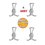 Badem10 4 Adet Galata Portmanto Vestiyer Duvar Dolap Elbise Askısı Krom Metal Mobilya Kapı Askılığı Askılık