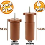 Badem10 4 Adet Gizli Mobilya Kanepe Sehpa Koltuk Orta Destek Ayağı Ayarlanabilir 9.5 cm Kahverengi Ayak