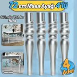 Badem10 4 Adet Marina Masa Dresuar Ayağı 72 cm Plastik Ayak Gümüş Gri Mutfak Yemek Masası Mobilya Ayakları