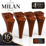 Badem10 (4 Adet) Milan Ahşap Mobilya Ayağı 16 cm Koltuk Kanepe Baza Sehpa Tv Ünitesi Modern Dekoratif Ayak