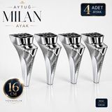 Badem10 (4 Adet) Milan Krom Mobilya Ayağı 16 cm Koltuk Kanepe Baza Sehpa Tv Ünitesi Modern Dekoratif Ayak