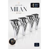 Badem10 (4 Adet) Milan Krom Mobilya Ayağı 16 cm Koltuk Kanepe Baza Sehpa Tv Ünitesi Modern Dekoratif Ayak