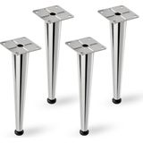 Badem10 (4 Adet) Omaks 25 cm Düz Tablalı Krom Renk Metal Mobilya Sehpa Ayağı Dayanıklı Mobilya Ayak - 25cm