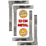 Badem10 4 ADET Sofra Ayağı 22 cm Metal Katlanır Siyah Taban Yer Sofrası Sini Altı Mobilya Ayak Sehpa Masa