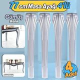 Badem10 4 Adet Sütun Masa Dresuar Ayağı 77 cm Plastik Ayak Gümüş Gri Mutfak Yemek Masası Mobilya Ayakları