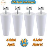 Badem10 4 Adet Vidalı Düz 14 Cm (BEYAZ) Plastik Mobilya Koltuk Kanepe Baza Yükseltme Yükseltici Ayağı Ayakları Aparat Dahil