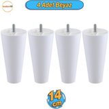 Badem10 4 Adet Vidalı Düz 14 Cm Beyaz Plastik Mobilya Yükseltme Yükseltici Koltuk Kanepe Baza Ayağı