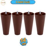 Badem10 4 Adet Vidalı Düz 14 Cm Ceviz Plastik Mobilya Yükseltme Yükseltici Koltuk Kanepe Baza Ayağı